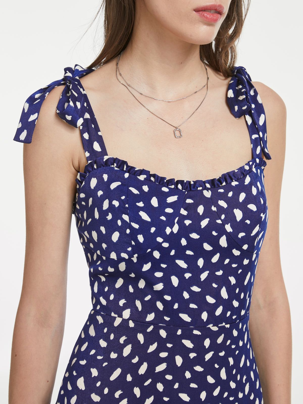 Petals Print Ruffle Hem Strap Midi Dress sold by COMMENSE product image thumbnail 2