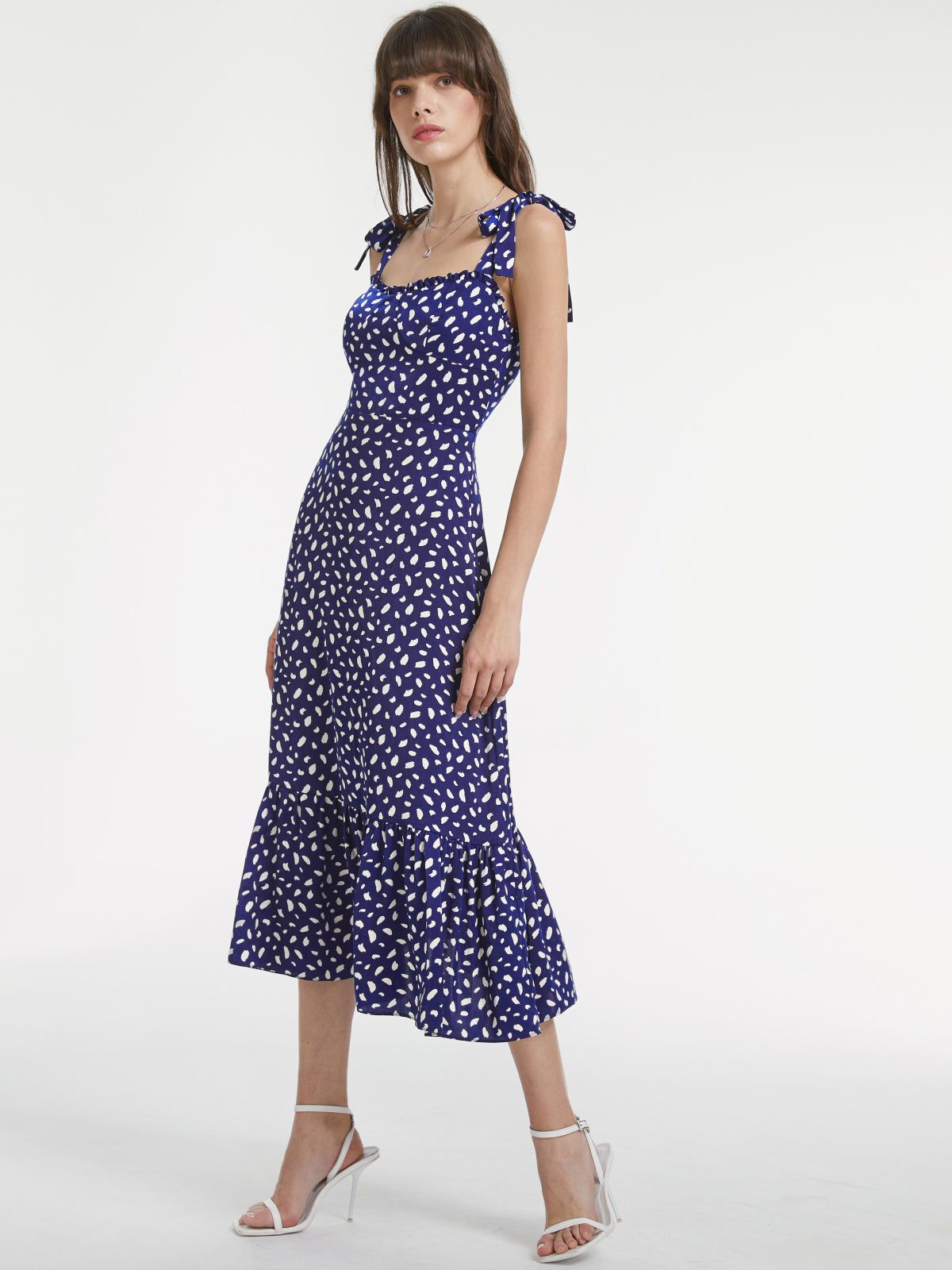Petals Print Ruffle Hem Strap Midi Dress sold by COMMENSE product image thumbnail 3