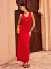 Lace-Up Front Knit Maxi Dress sold by COMMENSE