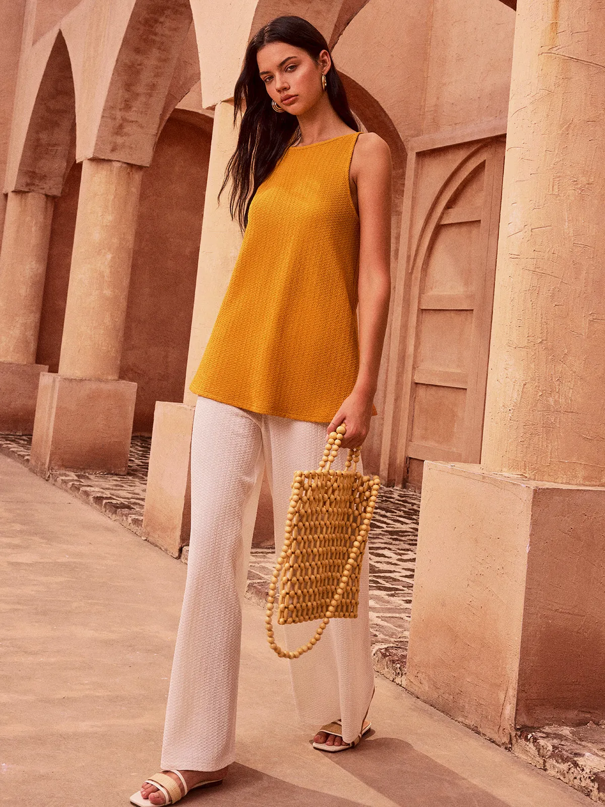 Textured Tie-Back Tank Top sold by COMMENSE product image thumbnail 5