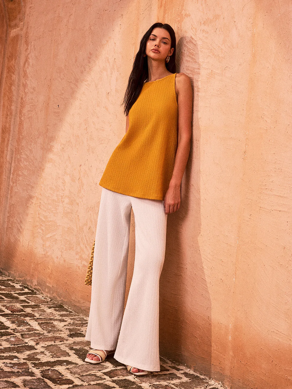 Textured Wide-Leg Knit Pants sold by COMMENSE product image thumbnail 5