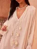 Tasseled Button Cotton Mini Dress sold by COMMENSE