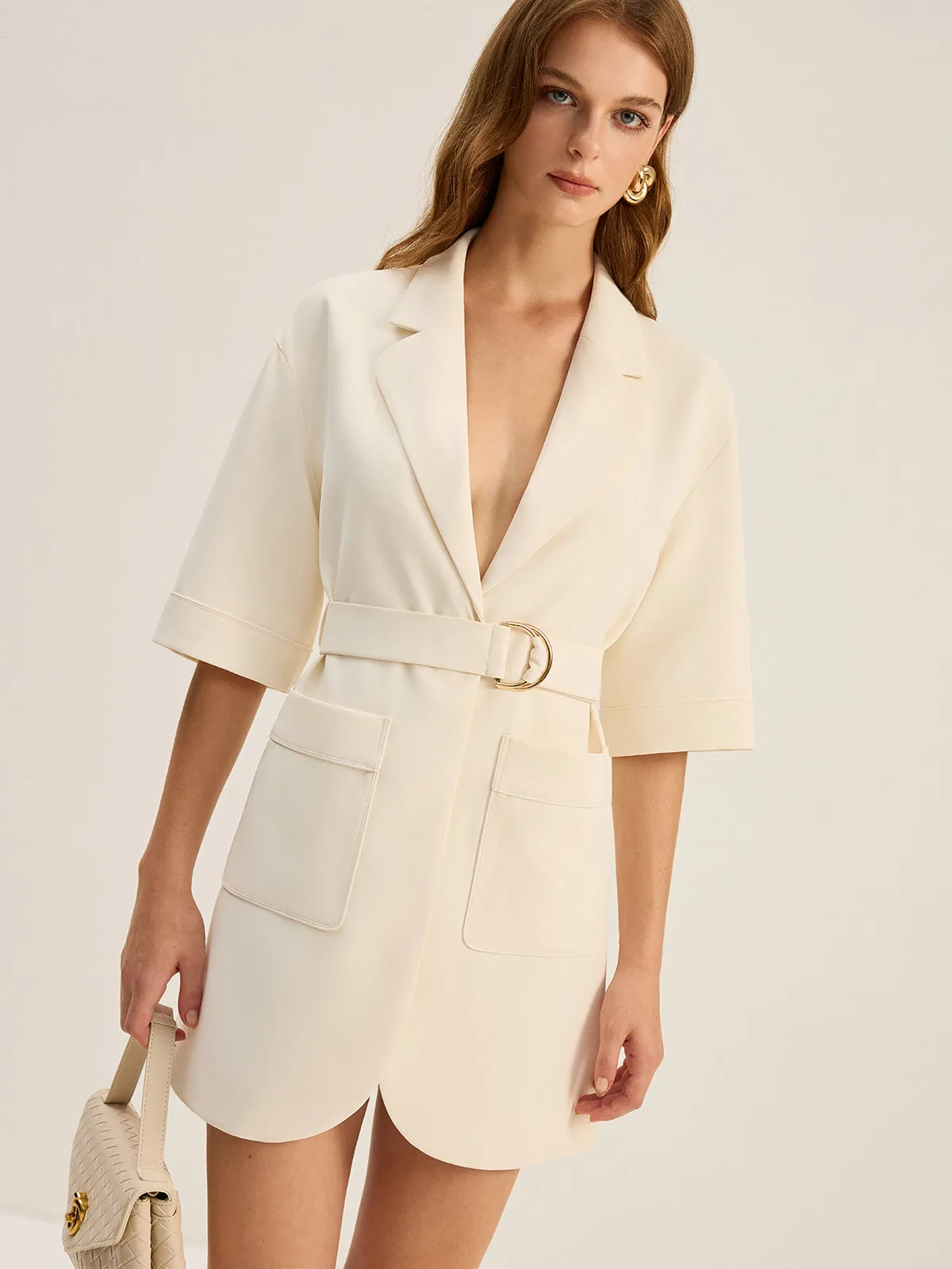 Belted Pocketed Blazer Dress sold by COMMENSE product image thumbnail 3