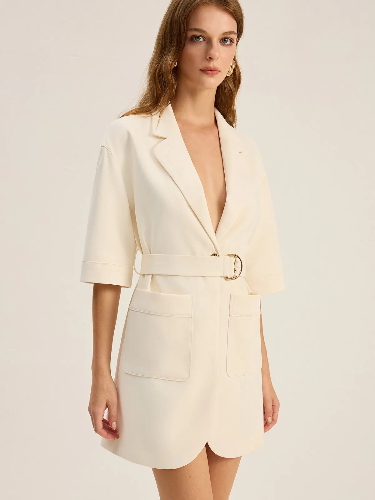 Belted Pocketed Blazer Dress sold by COMMENSE product image thumbnail 4