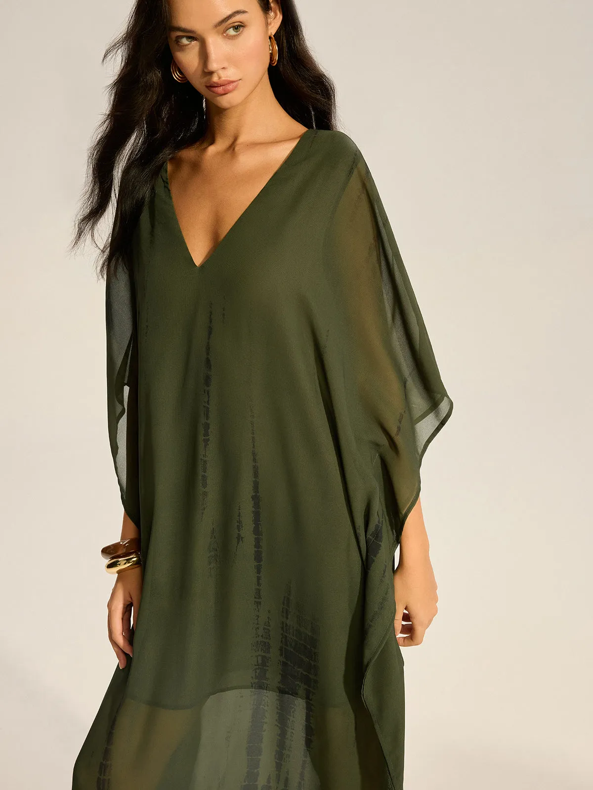 Sheer Chiffon V-Neck Maxi Dress sold by COMMENSE product image thumbnail 2