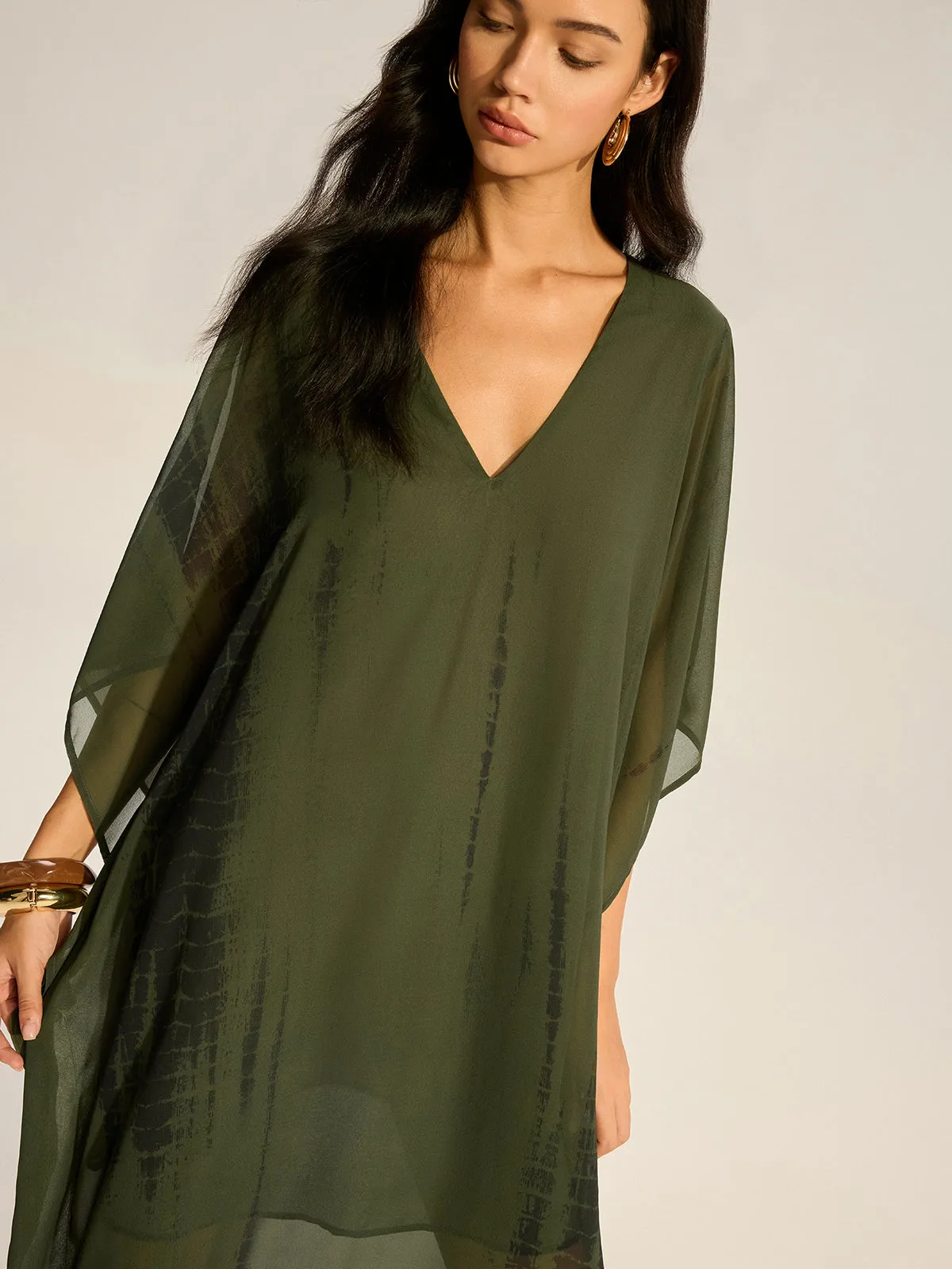 Sheer Chiffon V-Neck Maxi Dress sold by COMMENSE product image thumbnail 4