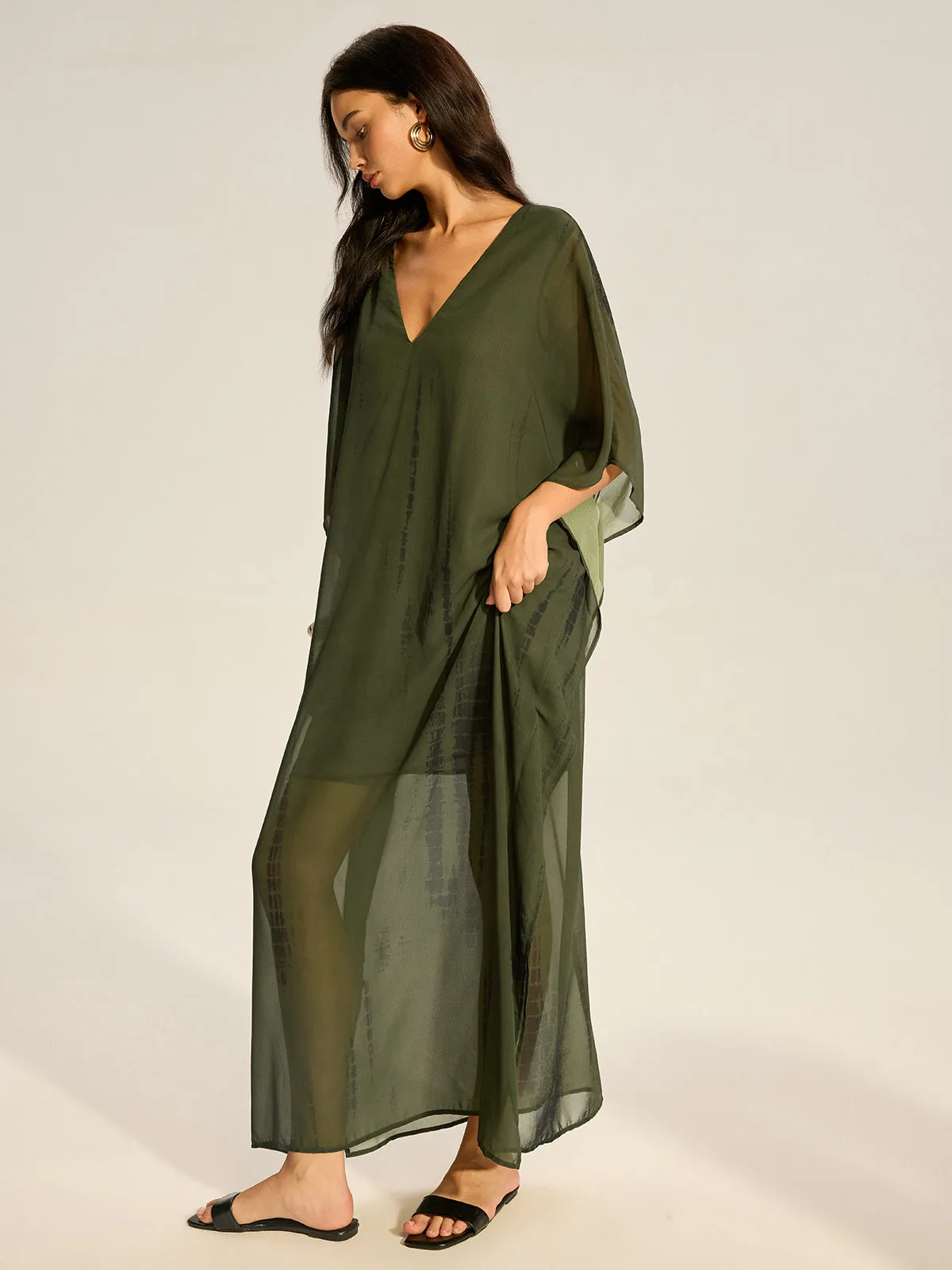 Sheer Chiffon V-Neck Maxi Dress sold by COMMENSE product image thumbnail 3