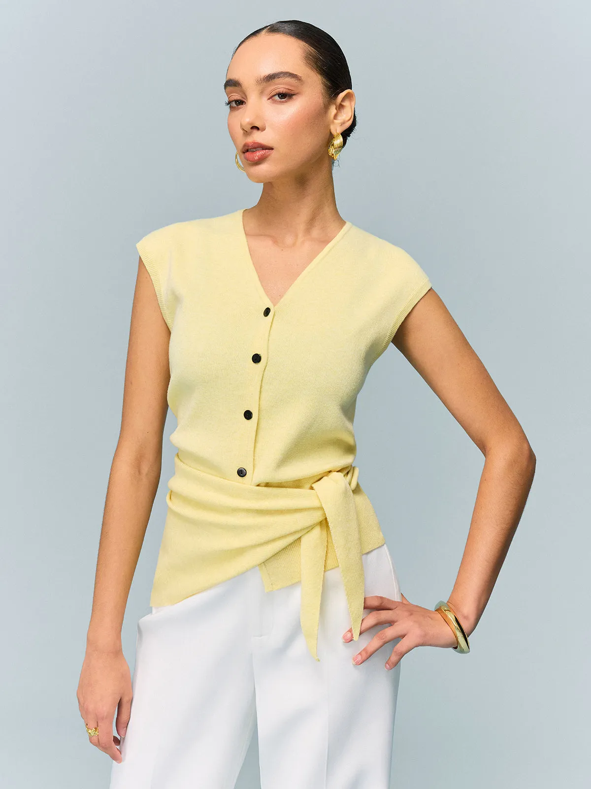 Button Knit Top with Convertible Styling Options sold by COMMENSE product image thumbnail 2