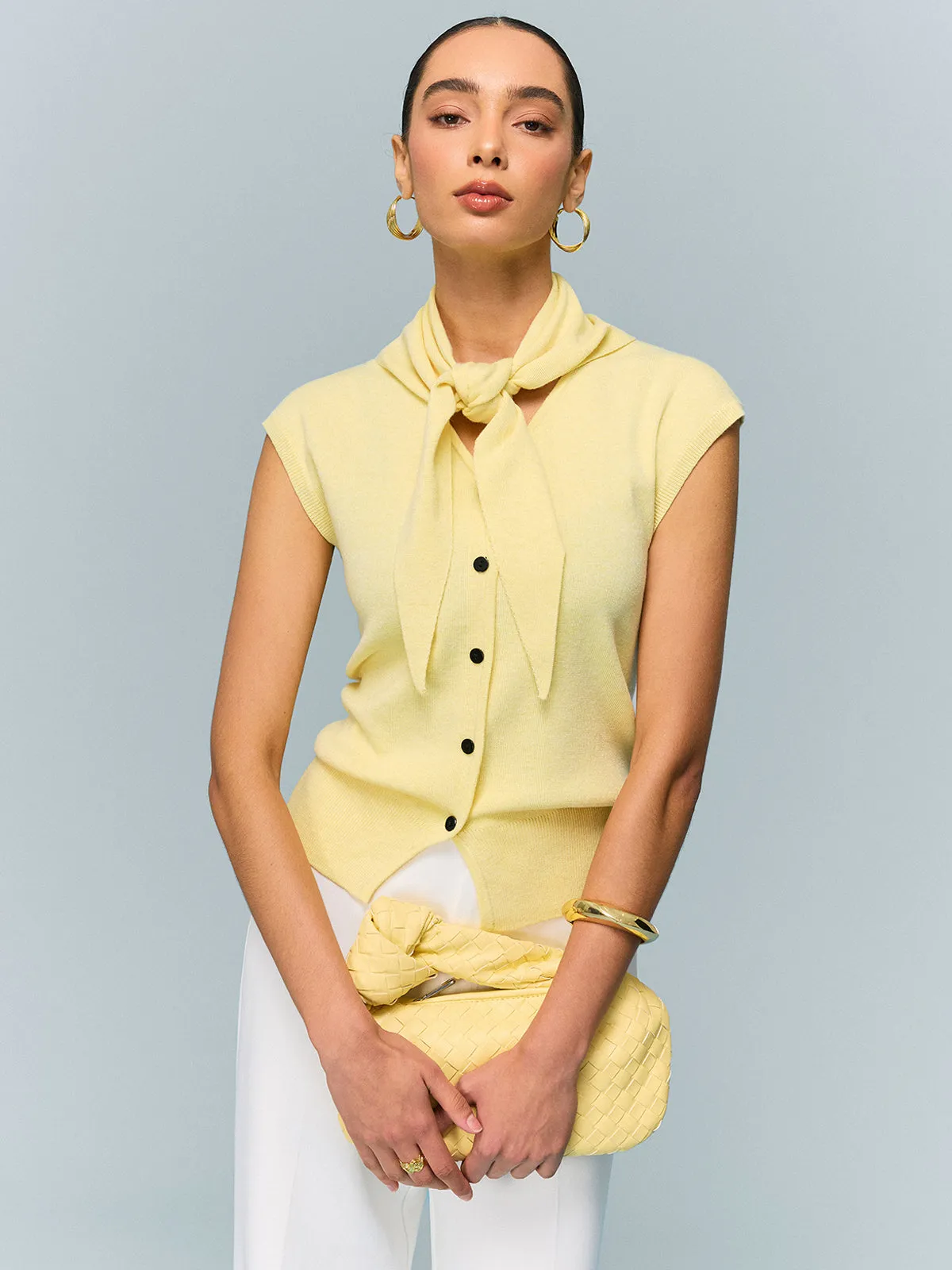 Button Knit Top with Convertible Styling Options sold by COMMENSE