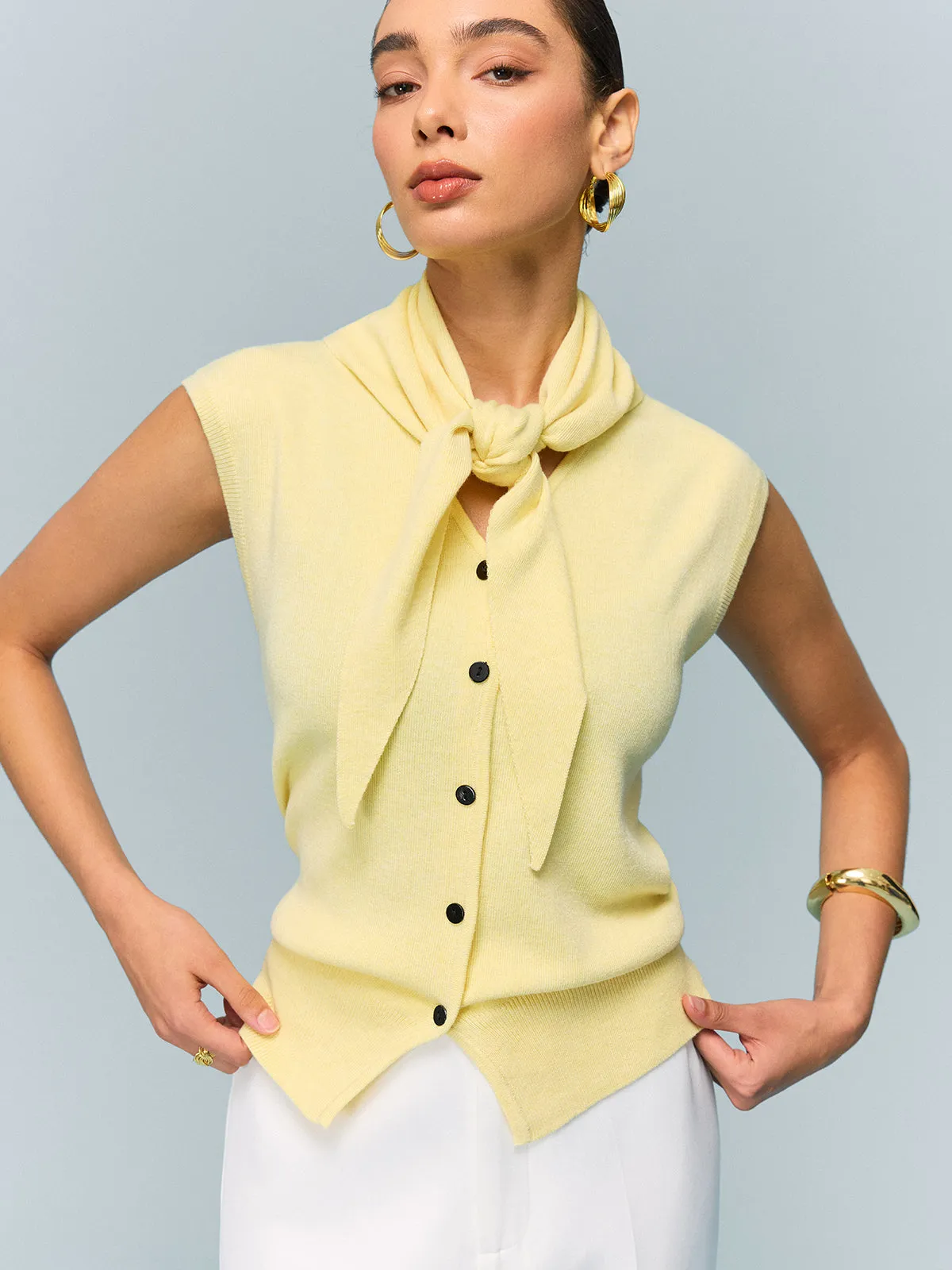 Button Knit Top with Convertible Styling Options sold by COMMENSE product image thumbnail 5