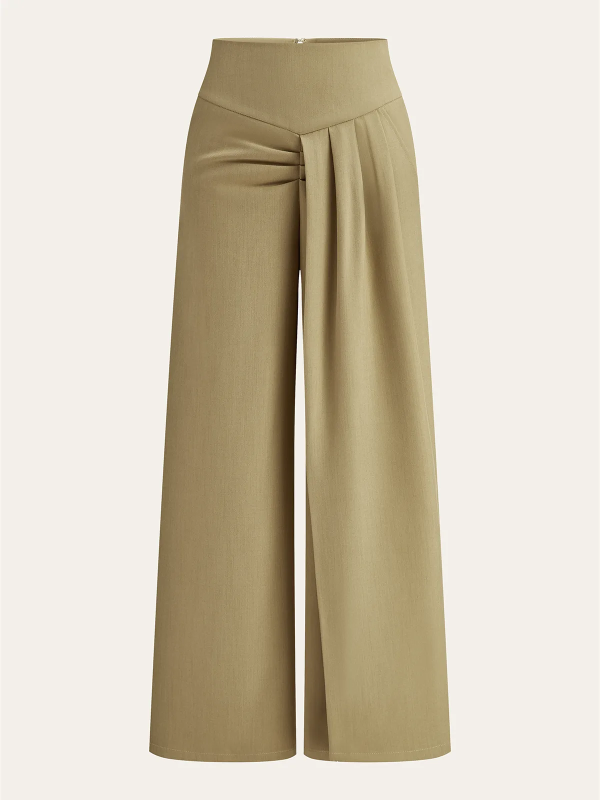 Asymmetric Ruched High-Waisted Pants sold by COMMENSE