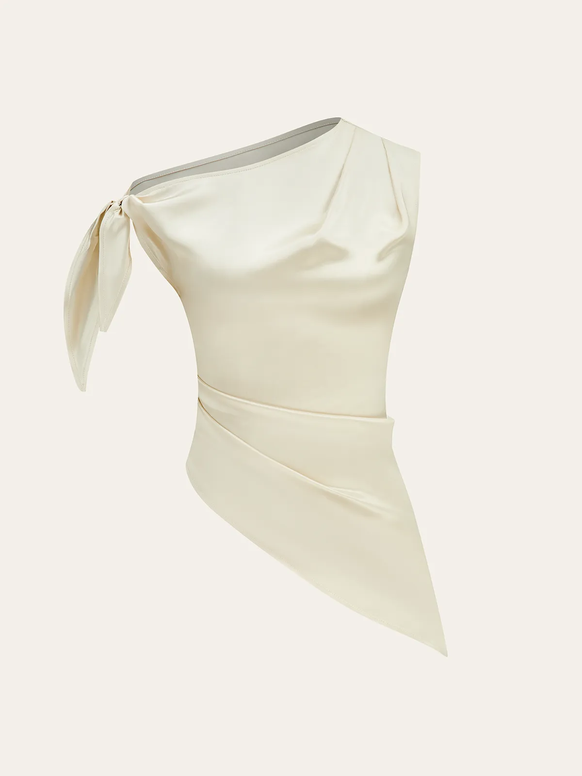 One-Shoulder Asymmetric Hem Top with Bow Detail sold by COMMENSE product image thumbnail 2