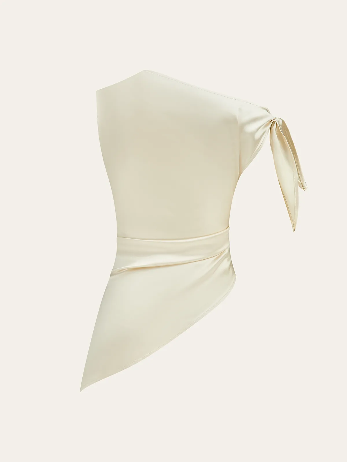 One-Shoulder Asymmetric Hem Top with Bow Detail sold by COMMENSE product image thumbnail 4