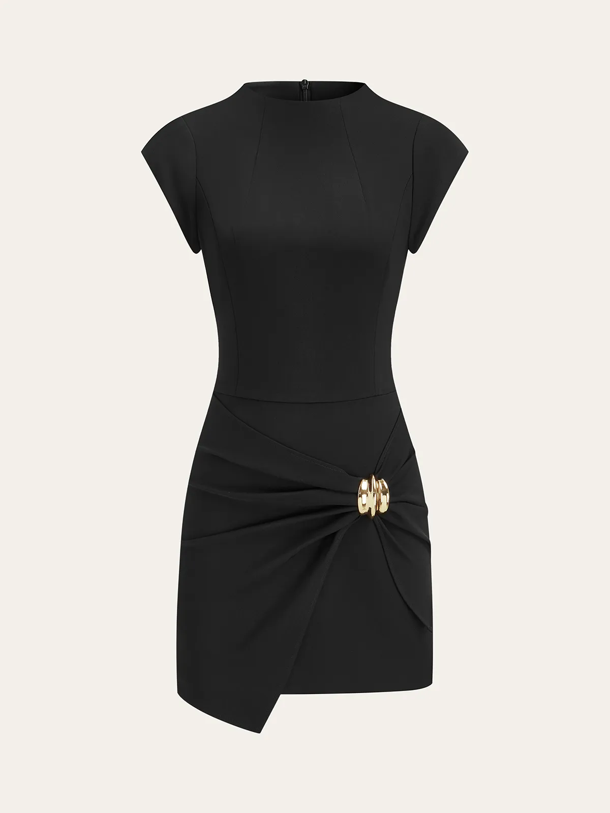Mock Neck Mini Dress with Metal Buckle Detail sold by COMMENSE product image thumbnail 2