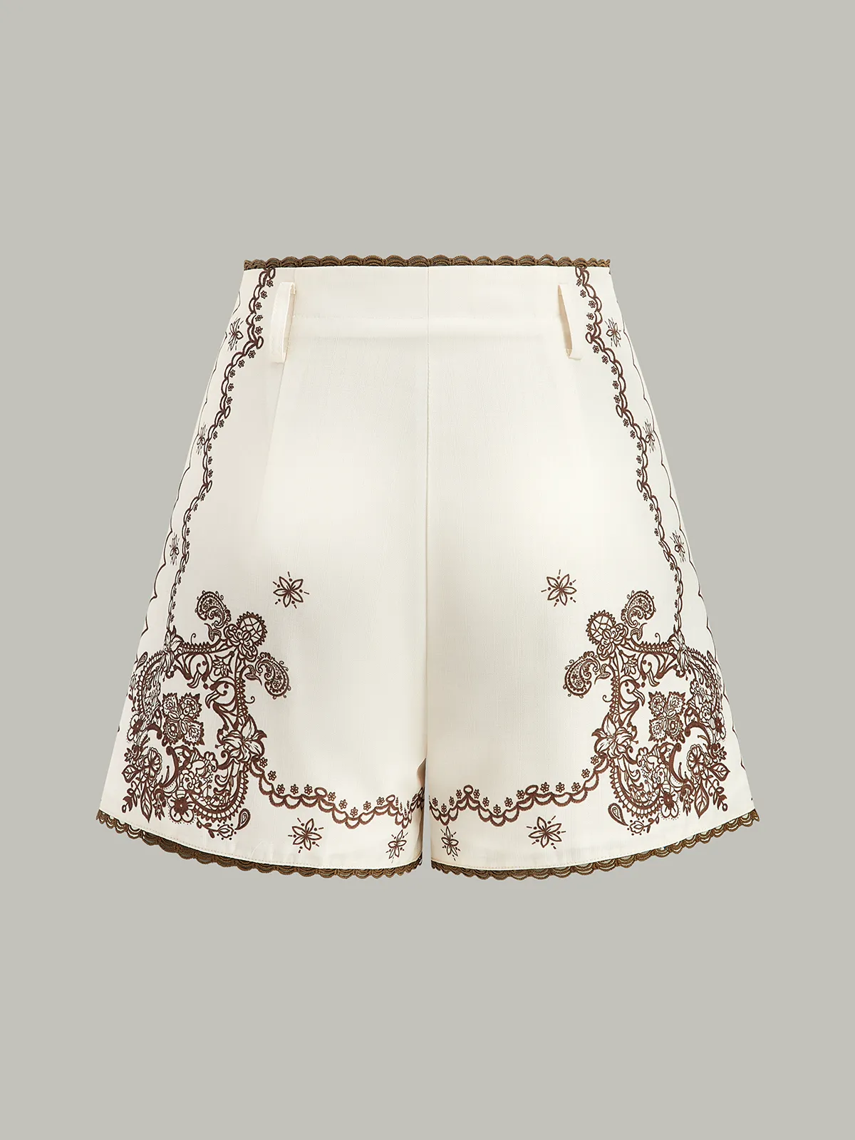 Floral Printed Suit Shorts with Lace Trims and Belt sold by COMMENSE product image thumbnail 3