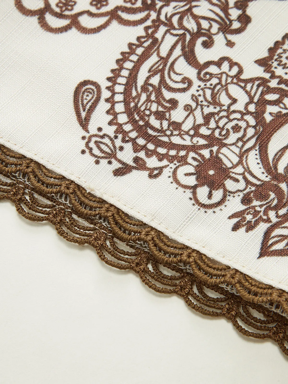 Floral Printed Suit Shorts with Lace Trims and Belt sold by COMMENSE product image thumbnail 4