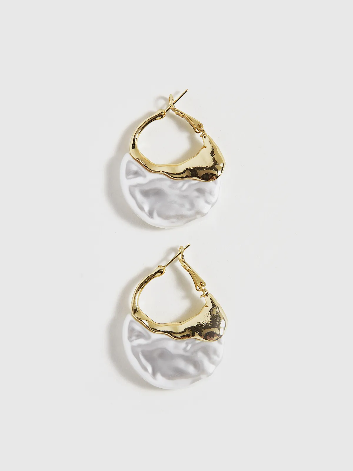 Gold-Tone Pearl-Effect Hoop Earrings sold by COMMENSE product image thumbnail 2