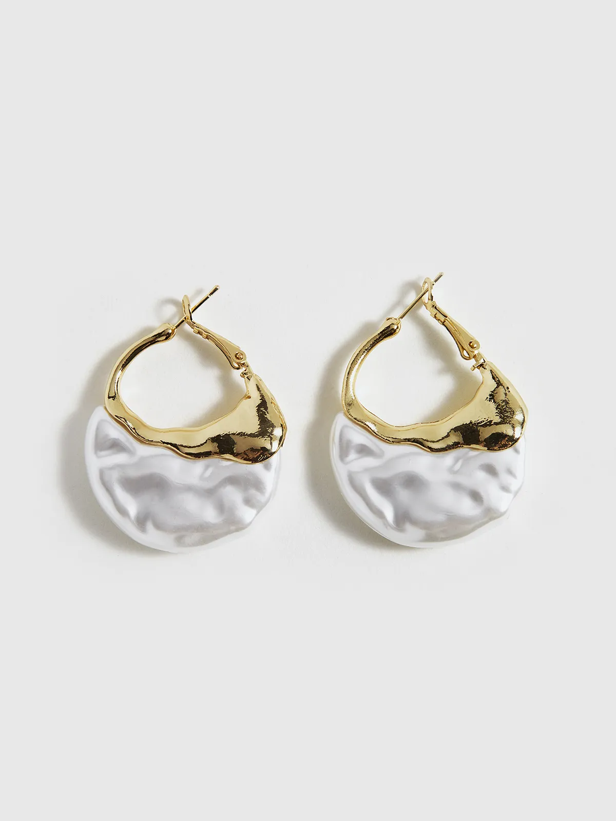 Gold-Tone Pearl-Effect Hoop Earrings sold by COMMENSE