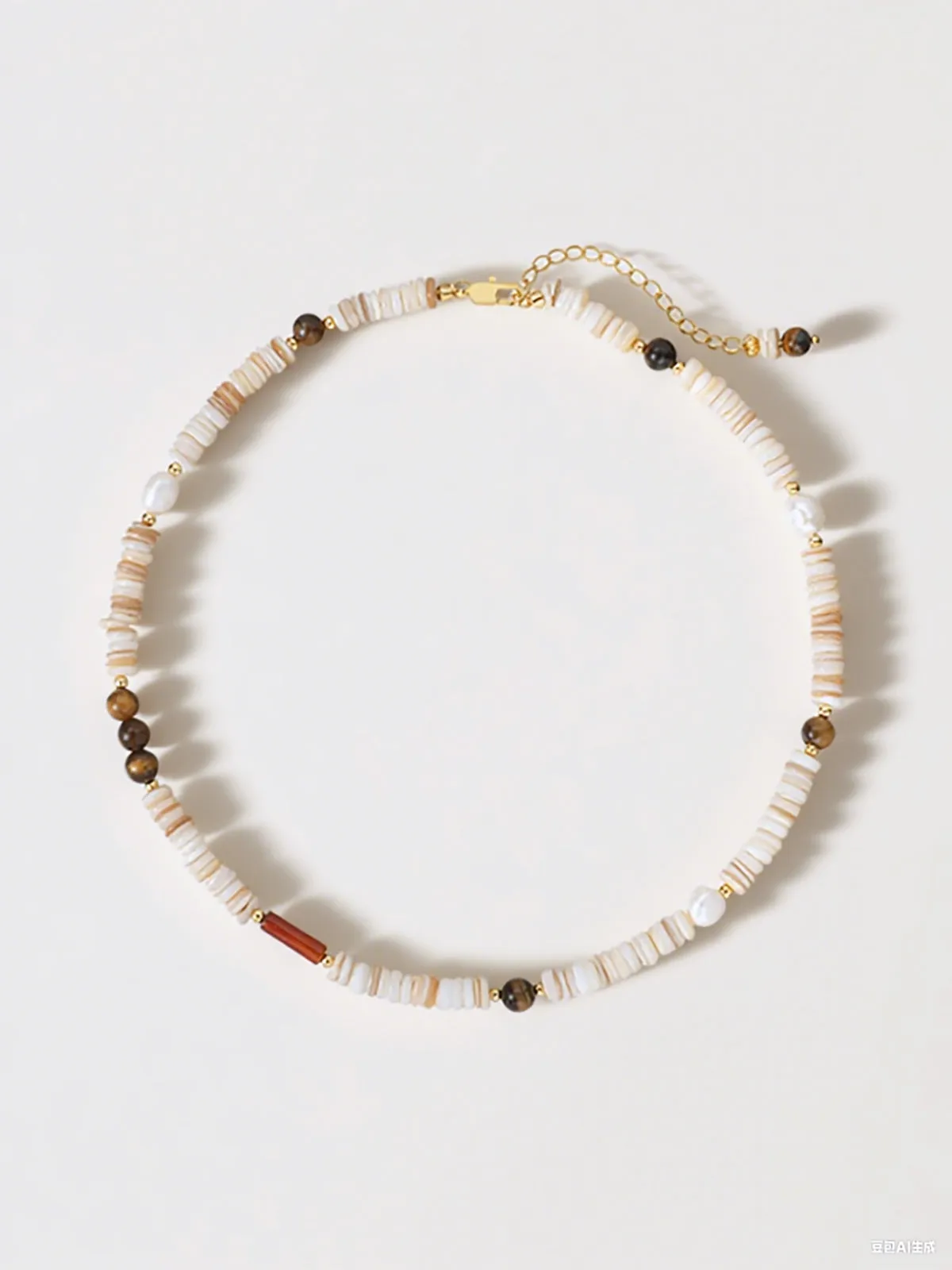 Tiger Eye and Shell Beaded Necklace sold by COMMENSE product image thumbnail 3