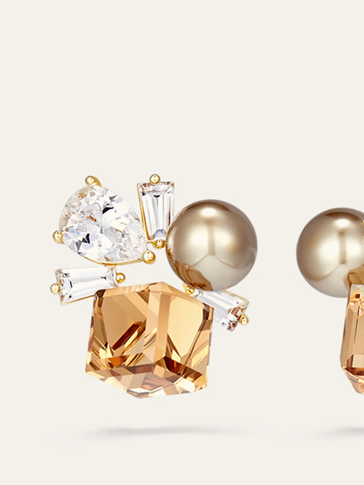 Crystal and Pearl Cluster Earrings sold by COMMENSE product image thumbnail 3