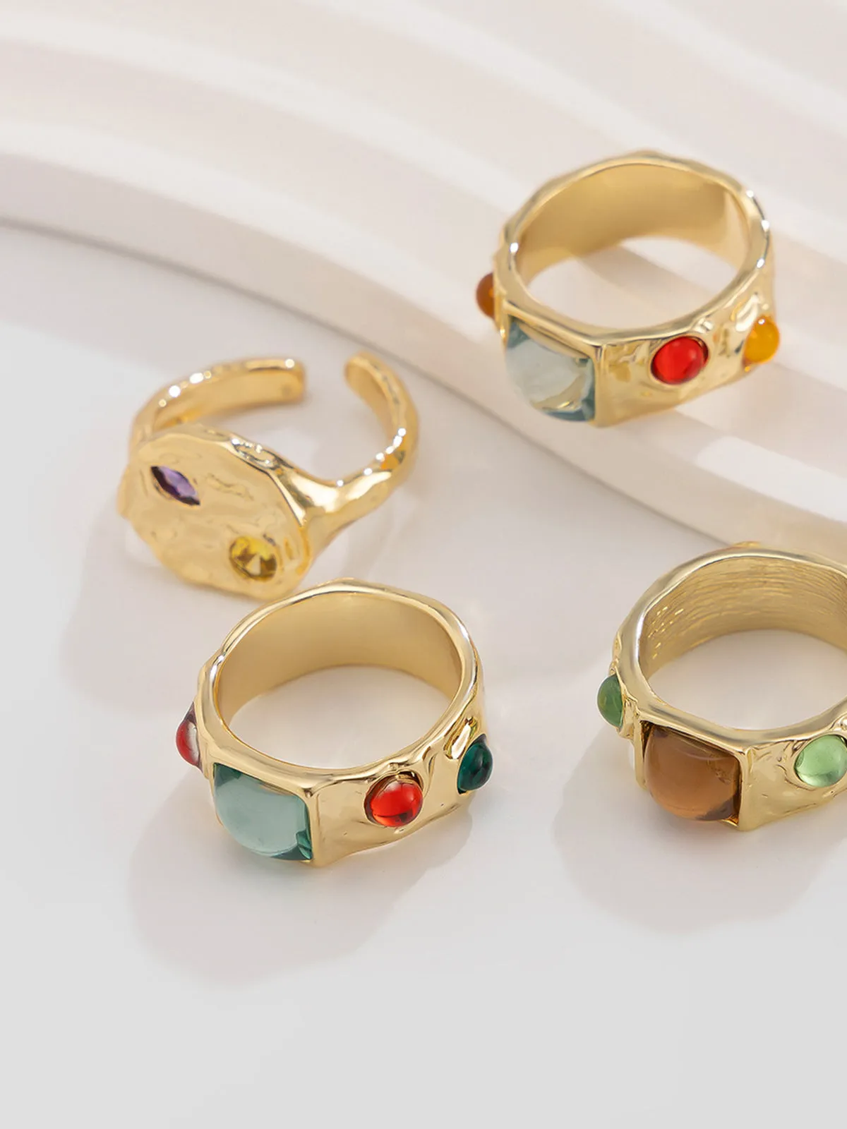 Luxury Multicolor Gemstone Gold Rings Set sold by COMMENSE product image thumbnail 3
