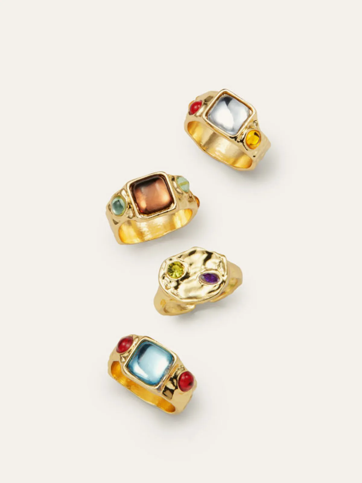 Luxury Multicolor Gemstone Gold Rings Set sold by COMMENSE product image thumbnail 2