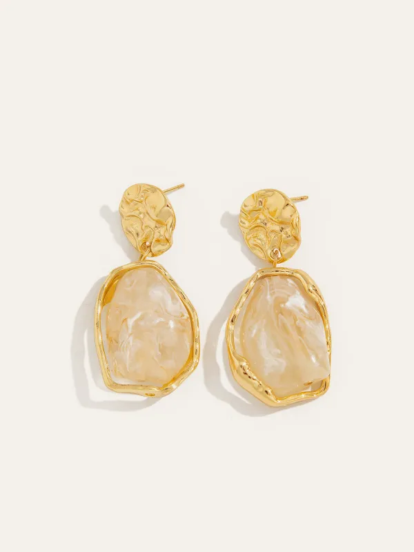 Golden Irregular Stone Earrings sold by COMMENSE