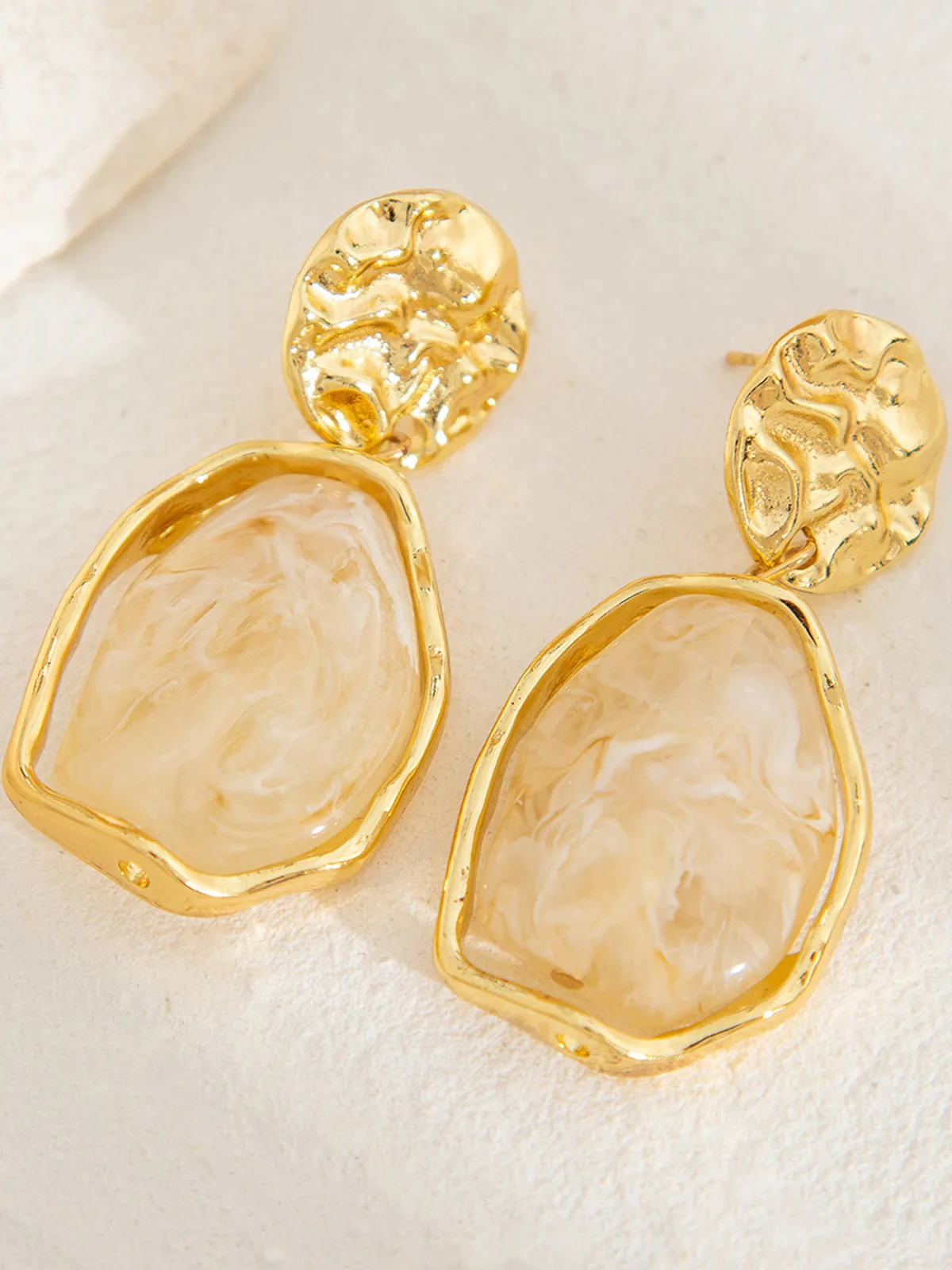 Golden Irregular Stone Earrings sold by COMMENSE product image thumbnail 3