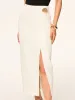 Metal Detail Slit Midi Skirt sold by COMMENSE