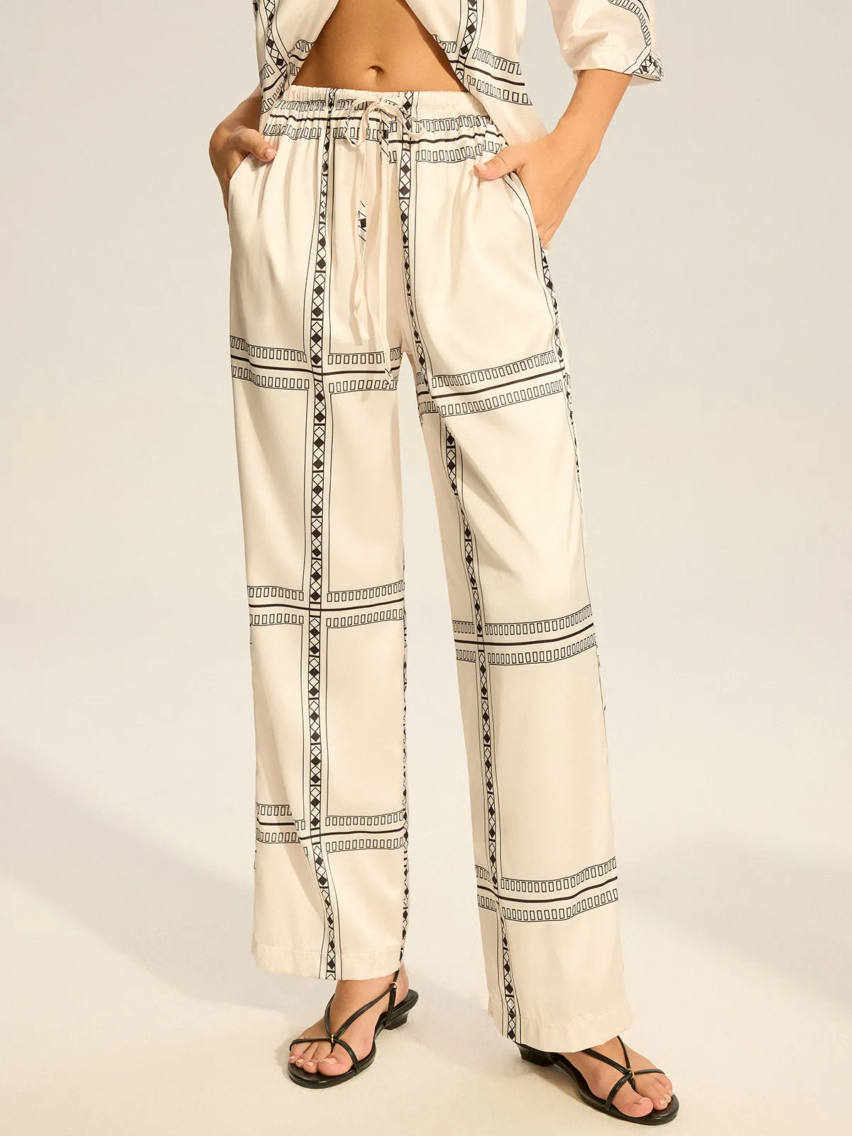 Geometric Printed Satin Pants Set sold by COMMENSE product image thumbnail 4