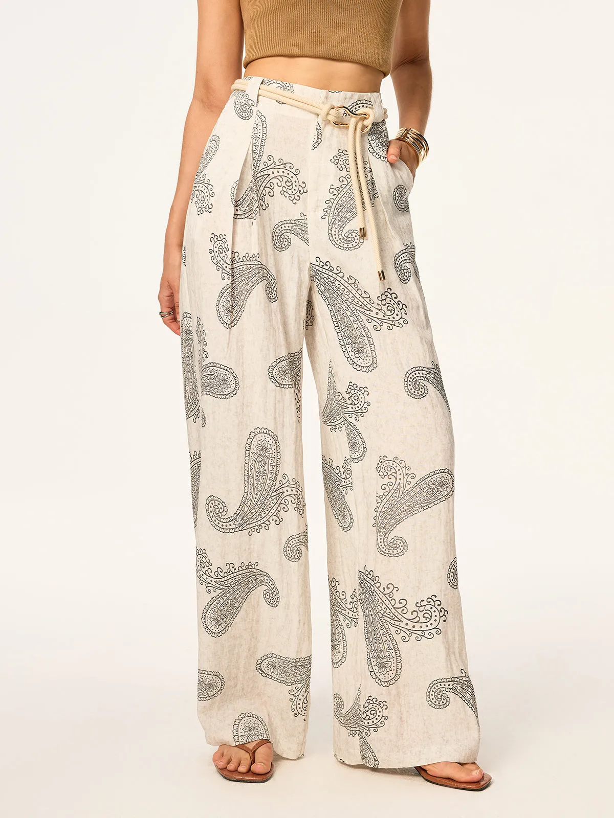 Boho Print Wide-Leg Pants without Belt sold by COMMENSE product image thumbnail 2