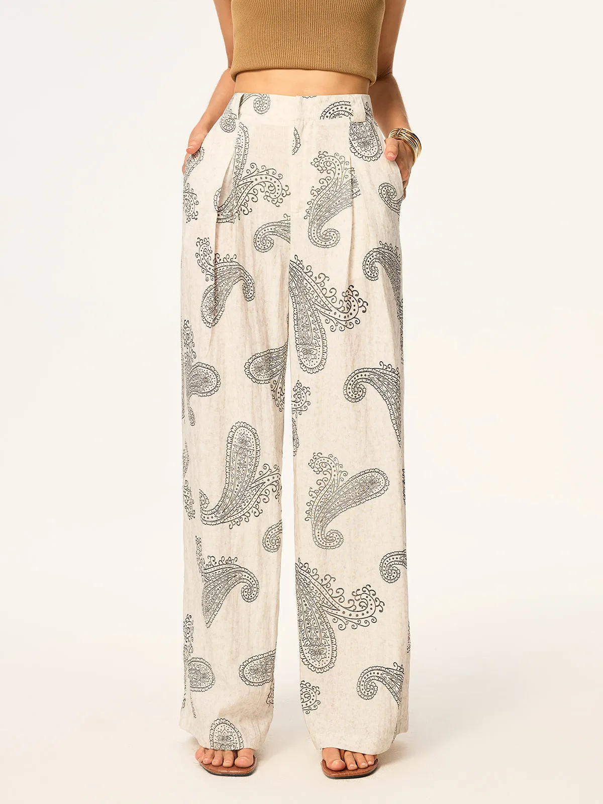 Boho Print Wide-Leg Pants without Belt sold by COMMENSE product image thumbnail 3