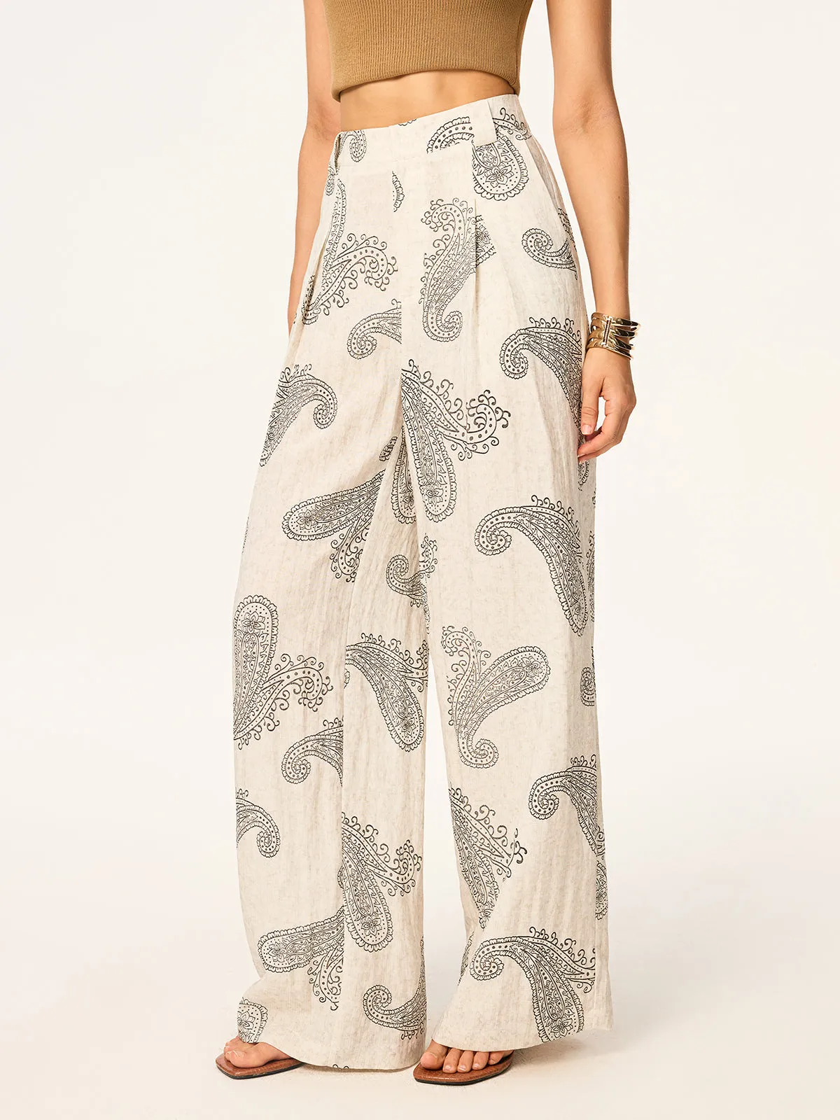 Boho Print Wide-Leg Pants without Belt sold by COMMENSE product image thumbnail 4