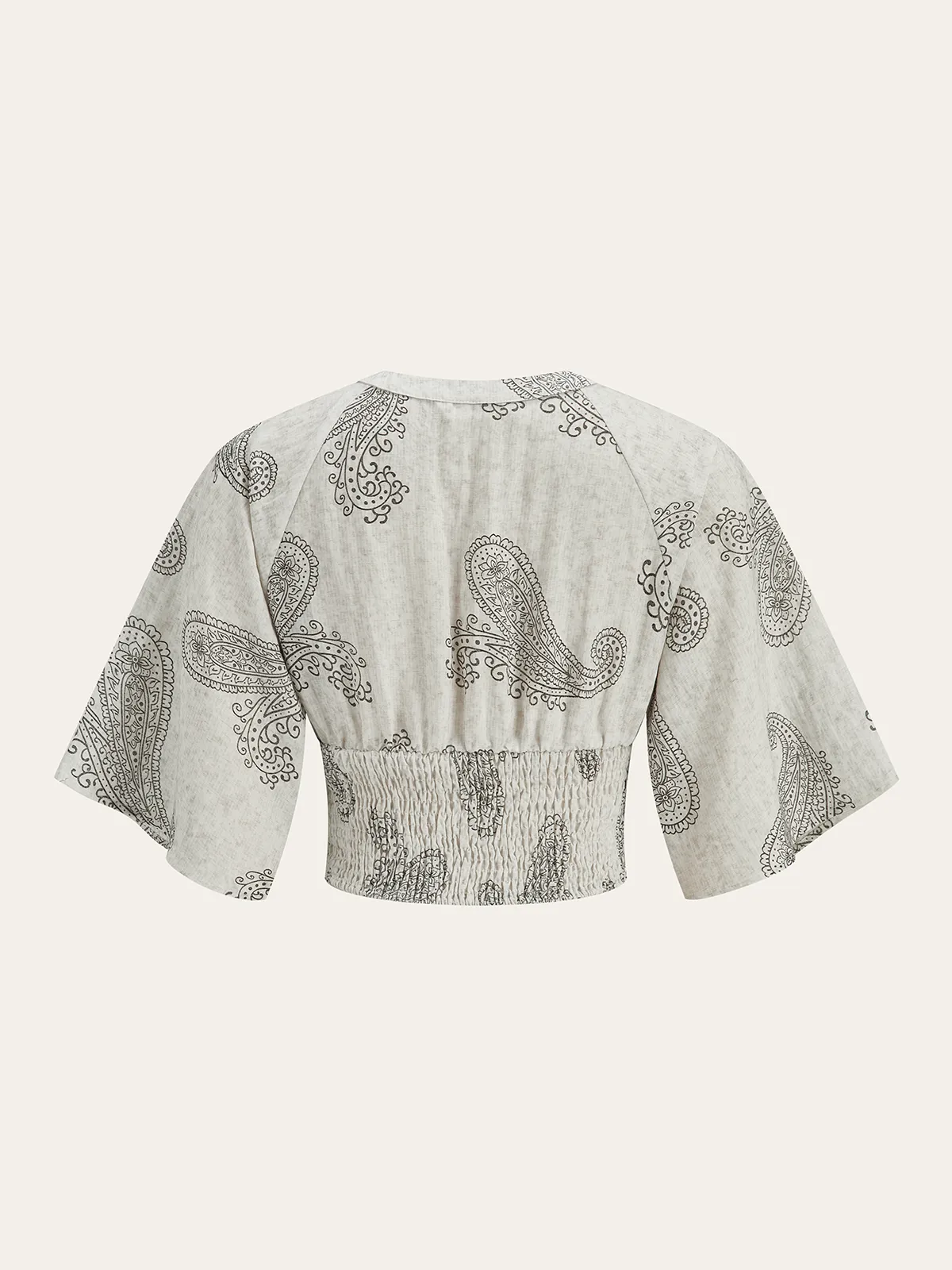 Boho Print Ruched Crop Top sold by COMMENSE product image thumbnail 2