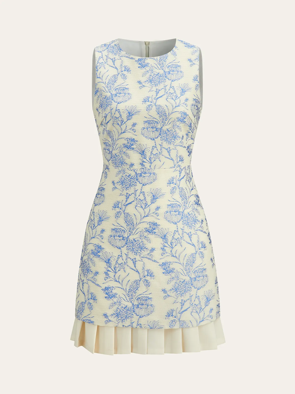 Floral Printed Sleeveless Dress with Pleated Hem sold by COMMENSE