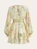 Semi-Sheer Chiffon Floral Printed Ruffled Mini Dress sold by COMMENSE