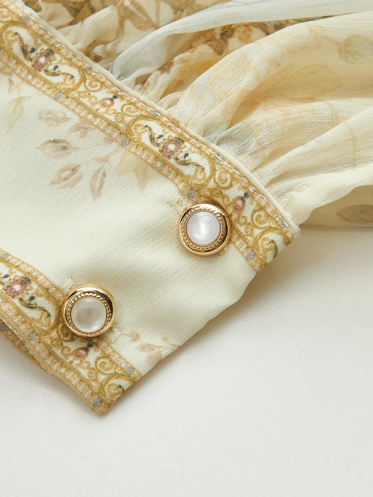 Semi-Sheer Chiffon Floral Printed Ruffled Mini Dress sold by COMMENSE product image thumbnail 5