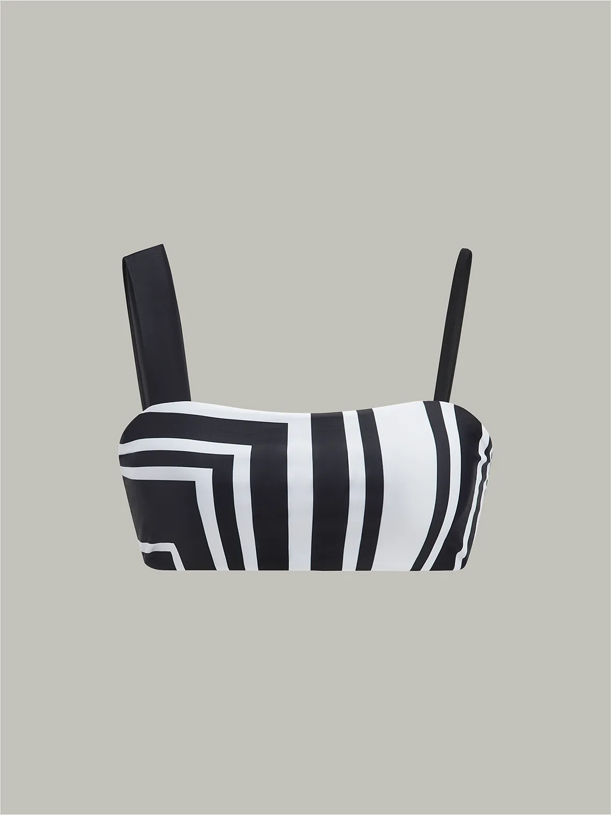 Geometric Print Asymmetric Strap Bikini Top sold by COMMENSE