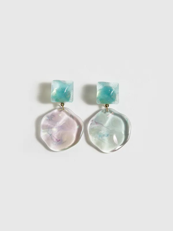 Transparent Geometric Wavy Disc Earrings sold by COMMENSE