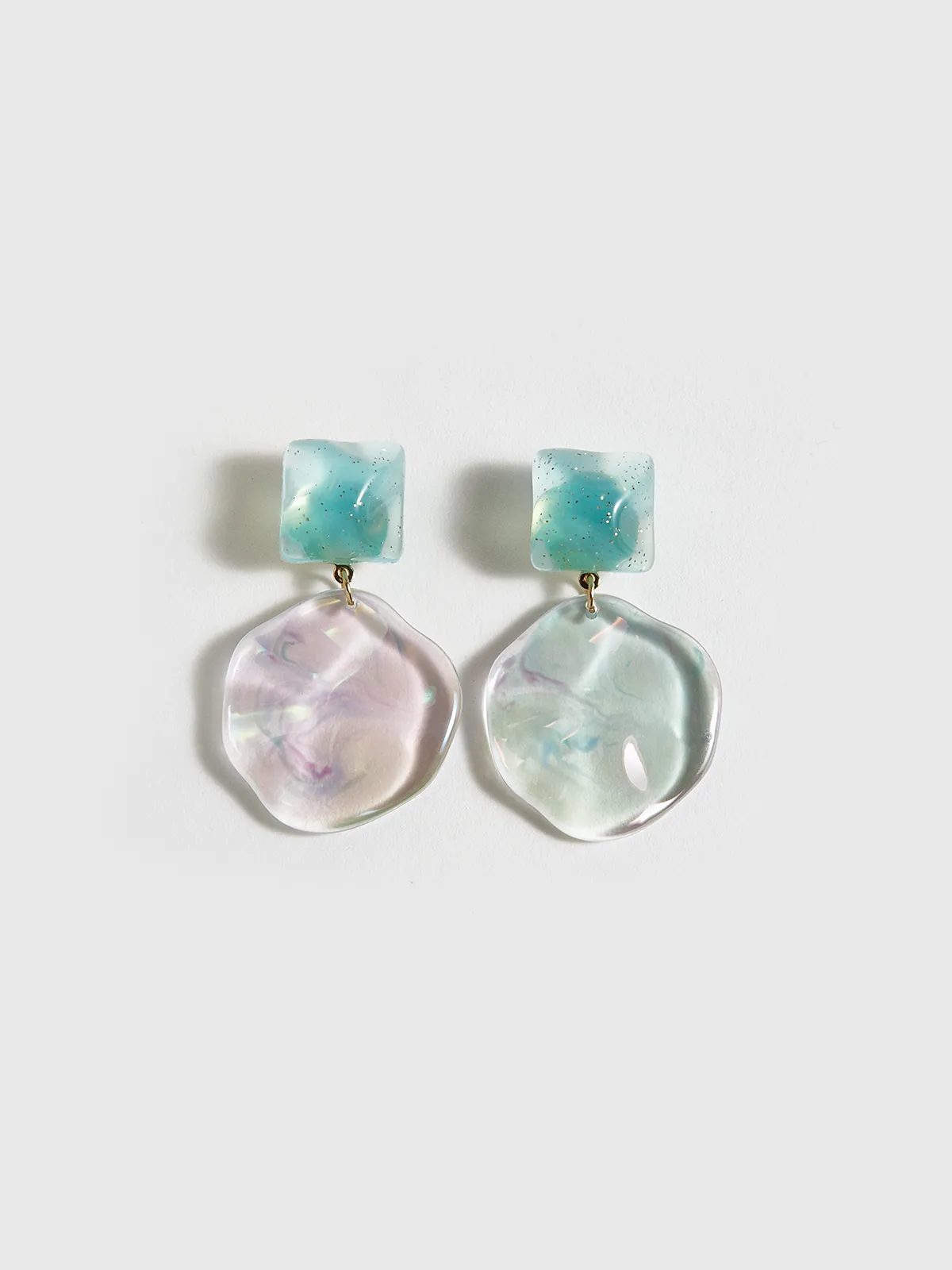 Transparent Geometric Wavy Disc Earrings sold by COMMENSE