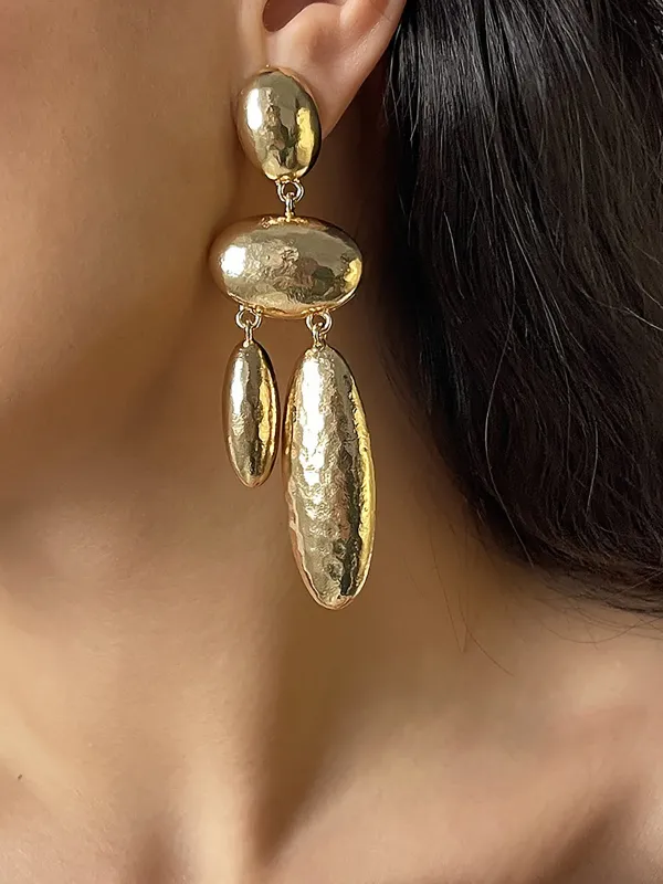 Long Alloy Geometric Drop Earrings sold by COMMENSE