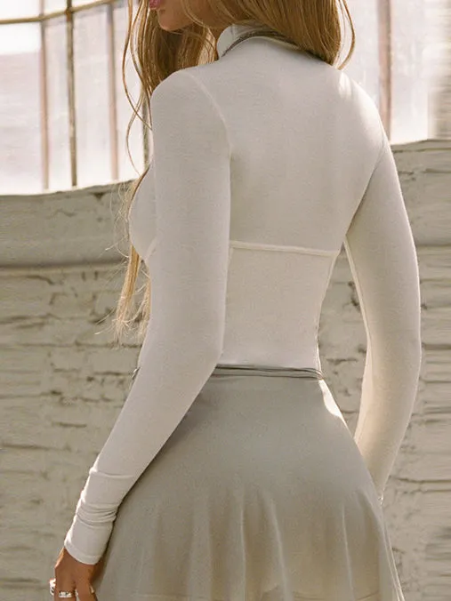 Stand Collar Jersey Panel Top sold by COMMENSE product image thumbnail 3