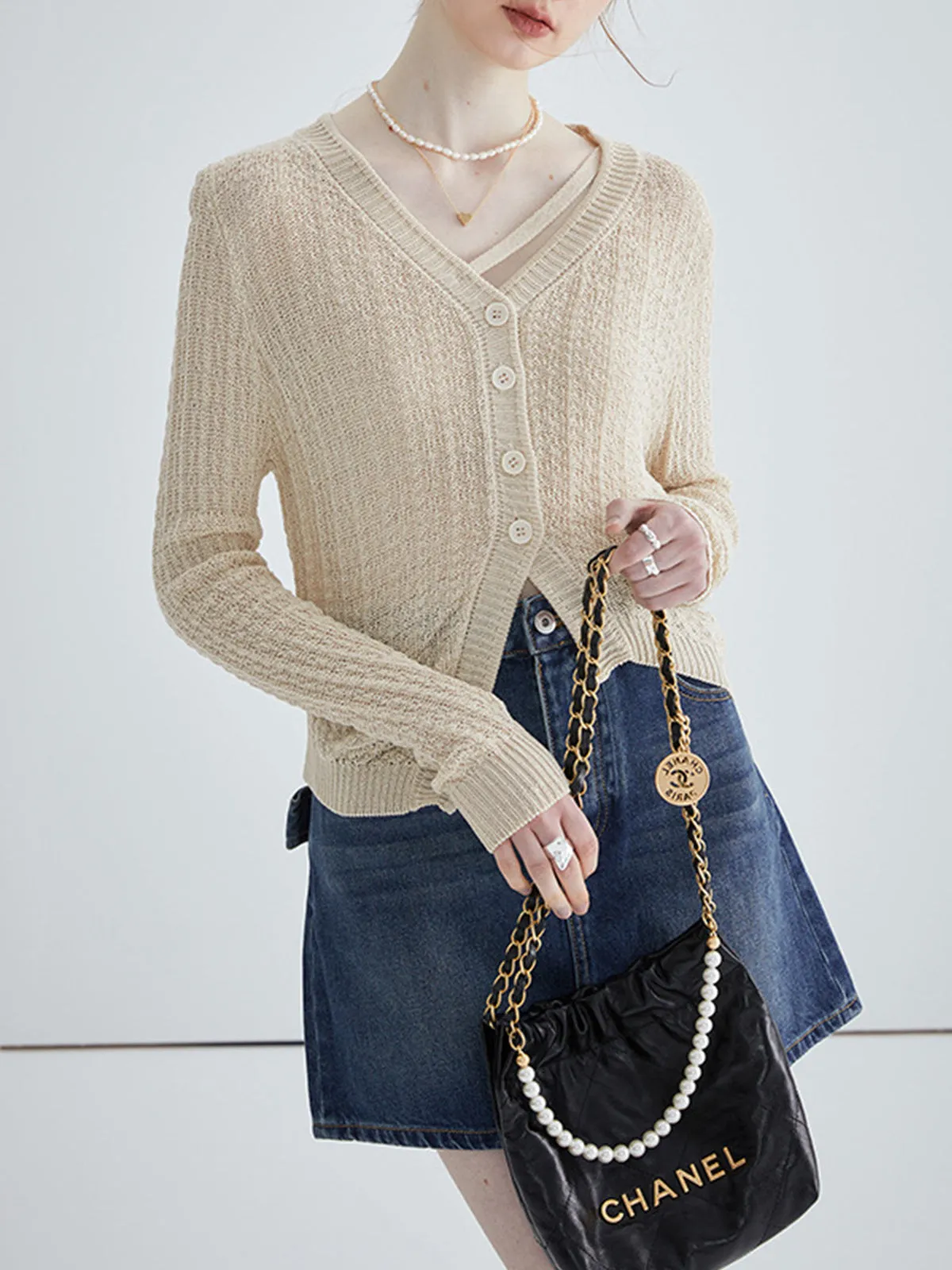 Asymmetrical Knit Cardigan sold by COMMENSE product image thumbnail 3