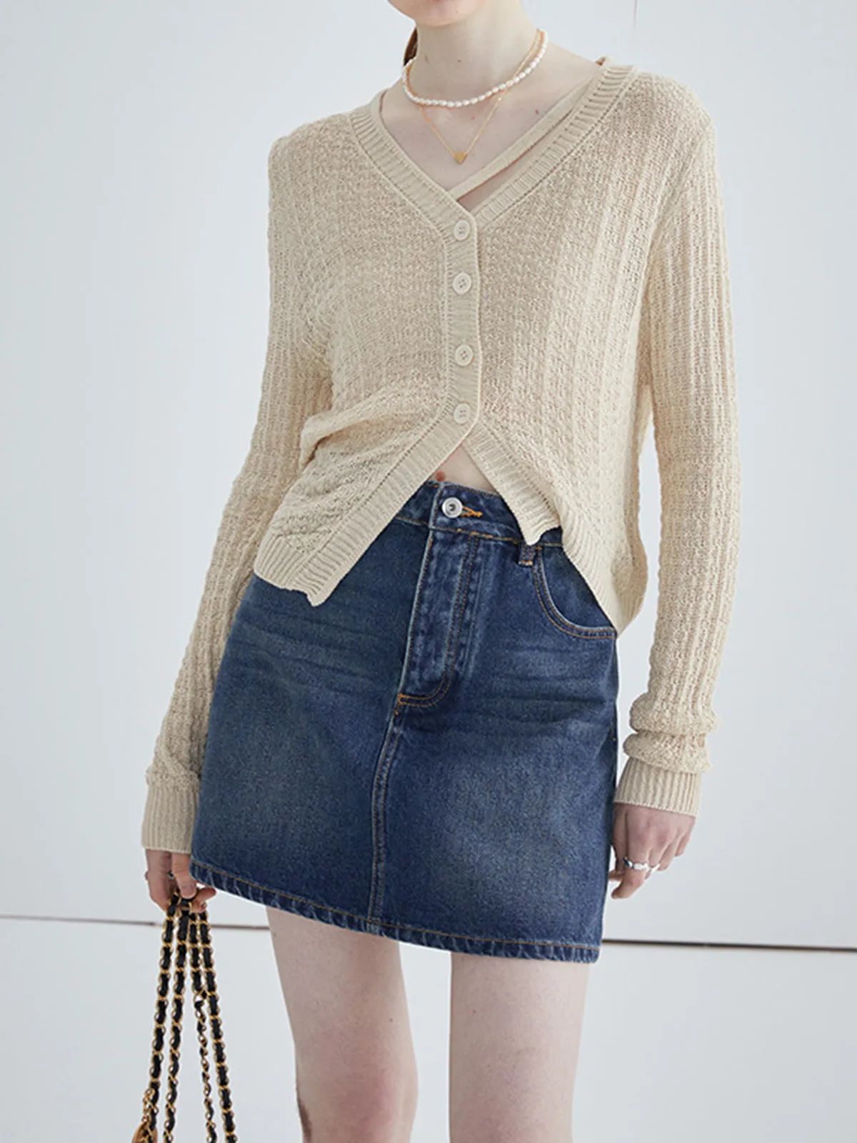 Asymmetrical Knit Cardigan sold by COMMENSE product image thumbnail 4