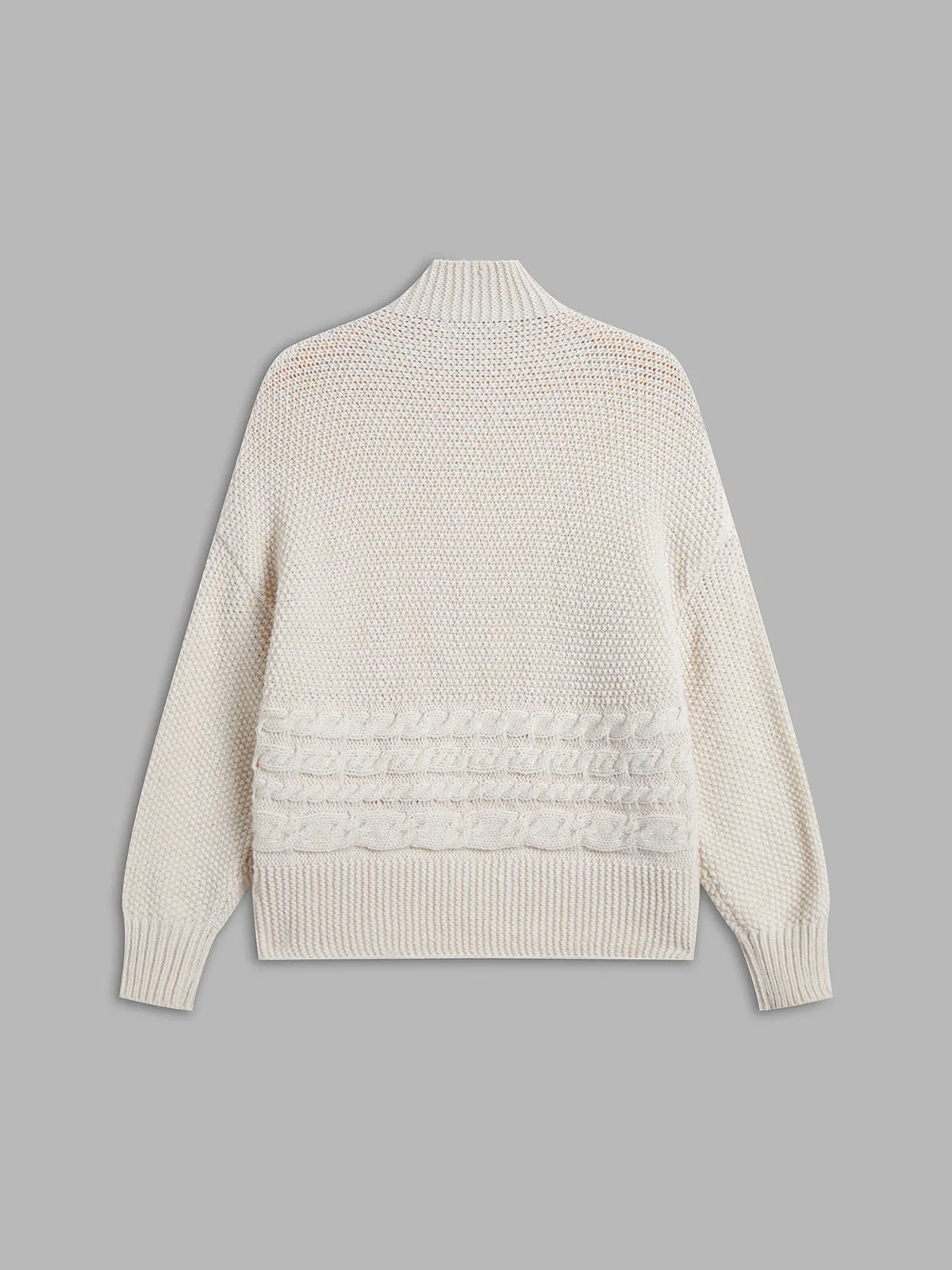 Oversized Mockneck Cable Knit Jumper sold by COMMENSE product image thumbnail 2