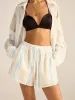 Color-Block Striped Oversized Shirt and Shorts Set sold by COMMENSE