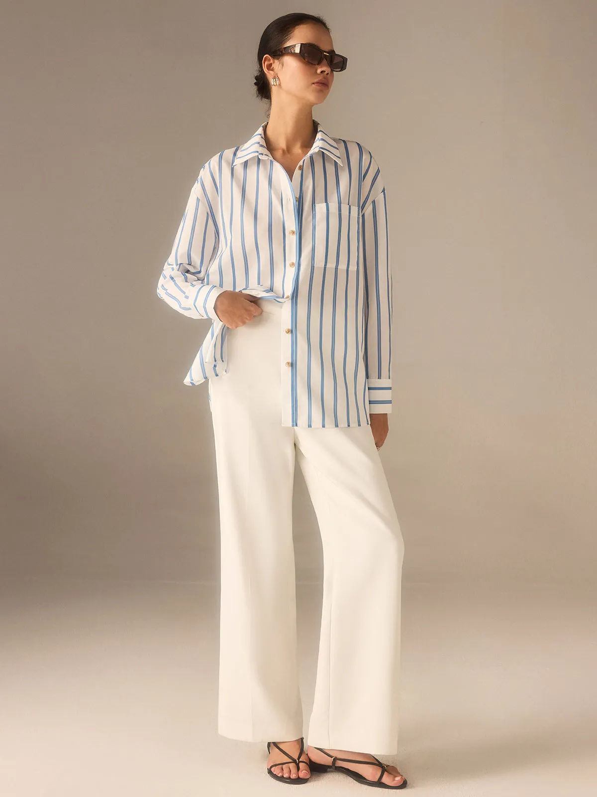 Oversized Striped Button Shirt sold by COMMENSE product image thumbnail 3