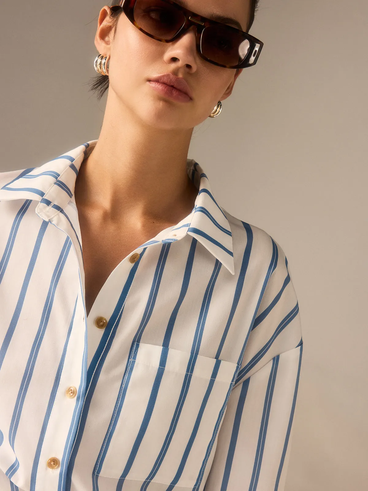 Oversized Striped Button Shirt sold by COMMENSE product image thumbnail 5