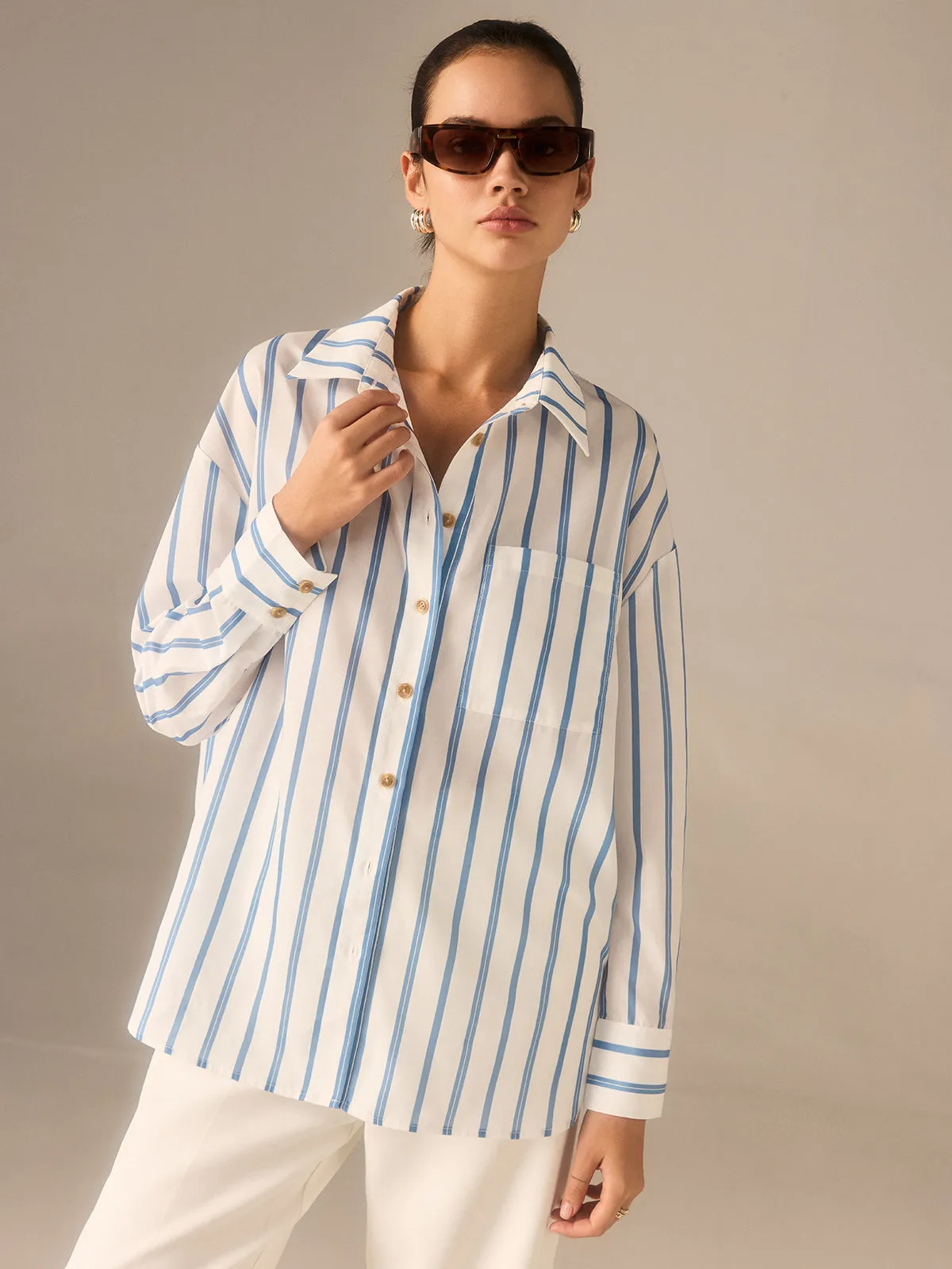 Oversized Striped Button Shirt sold by COMMENSE product image thumbnail 2