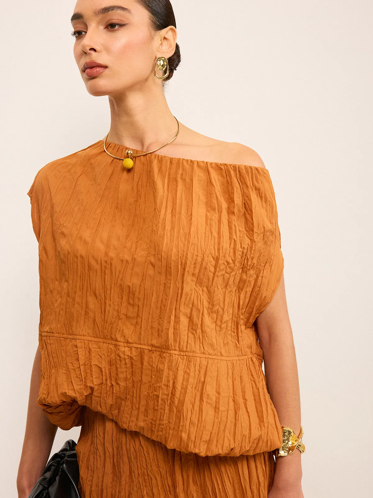 Oversized Textured Off-Shoulder Top and Maxi Skirt Set sold by COMMENSE product image thumbnail 4